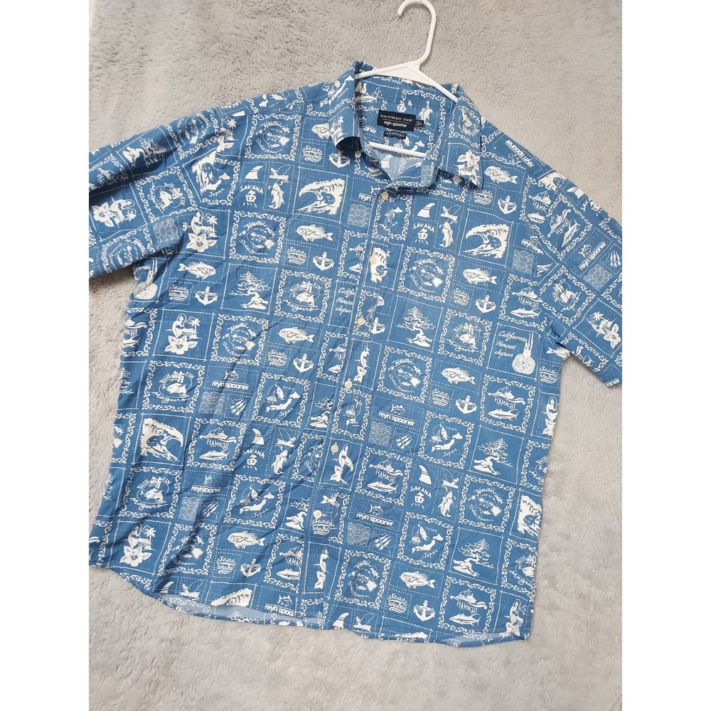 Reyn Spooner Shirt Mens XL Southern Tide Performance Hawaiian Nautical Resort